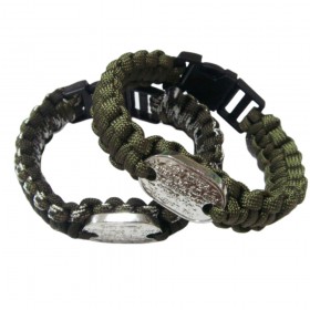 Survival bracelet / wristband with metal sheet, size 9" x 11/16"